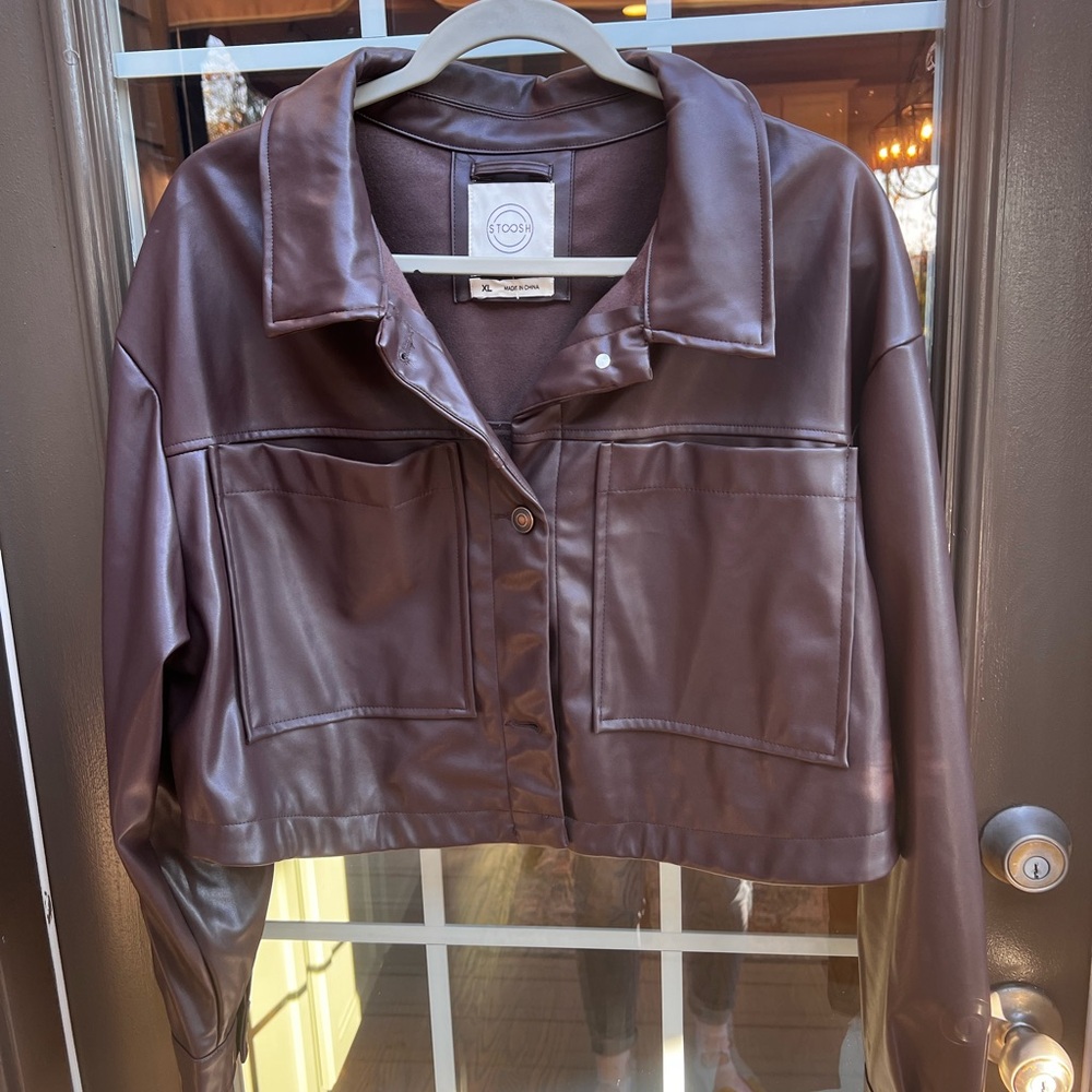 Swoosh faux leather jacket